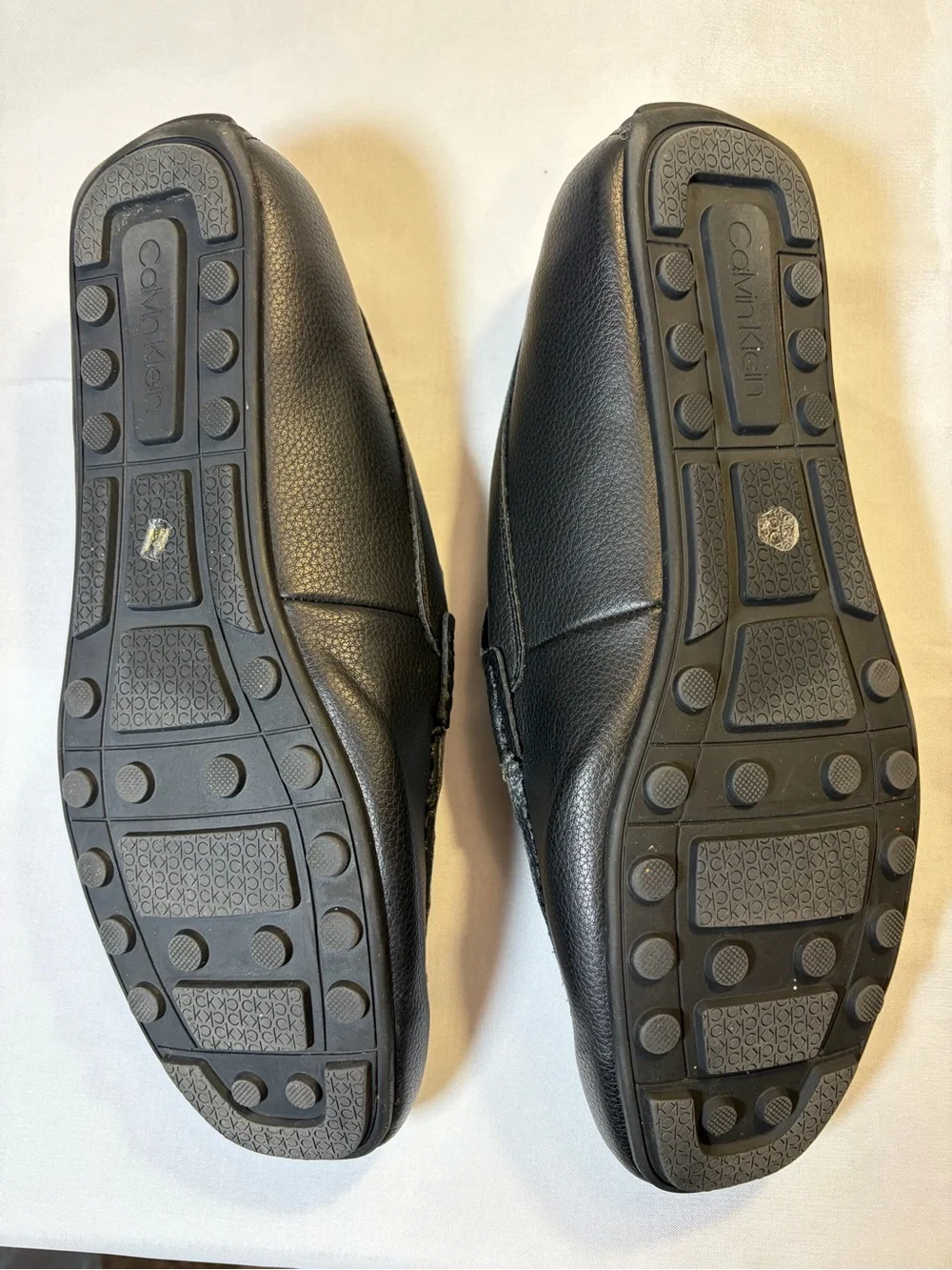 Calvin Klein Oliver Black Pebble-Grain Leather Slip-On Loafers Size 10 New